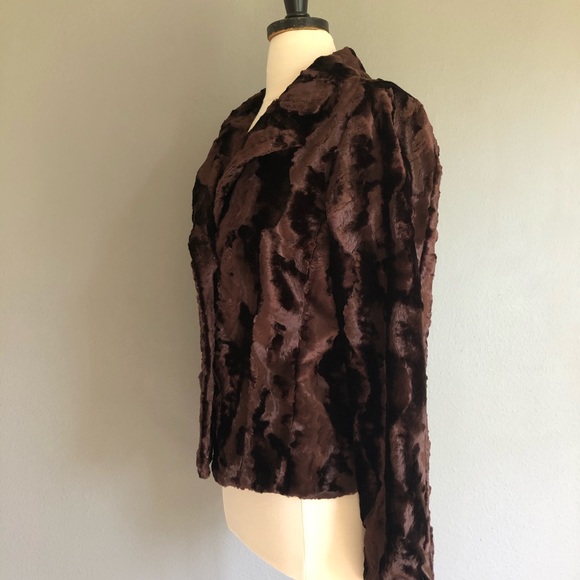 90s 2000s Crushed Brown Velvet Vintage Coat M - Picture 2 of 4